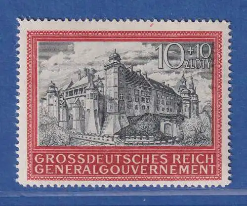 Generalgouvernement 1944 Burg von Krakau 10+10 ZL. Mi.-Nr. 125 ** 