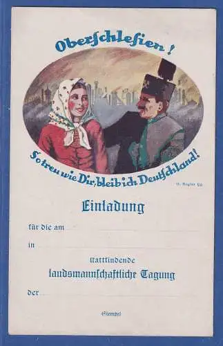 Schlesien Propaganda-Bildpostkarte Treuer Bergmann / Kundgebungs-Einladung