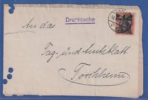 Danzig 1920 Germania 1 M  Mi.-Nr. 41 I als EF auf Drucksache O DANZIG
