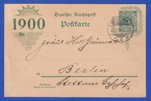 Dt. Reich 1900 Privatpostkarte Neues Jahrhundert Frech-Katalog: C121/02 O BERLIN