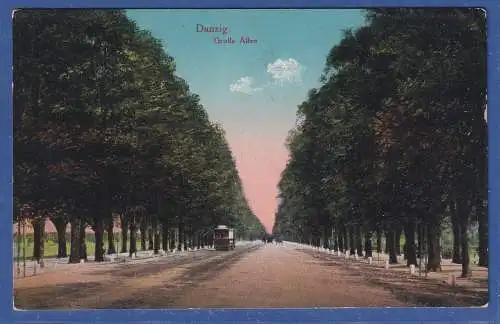 Danzig 1916 AK Große Allee O DANZIG-LANGFUHR gelaufen als Feldpost nach Celle
