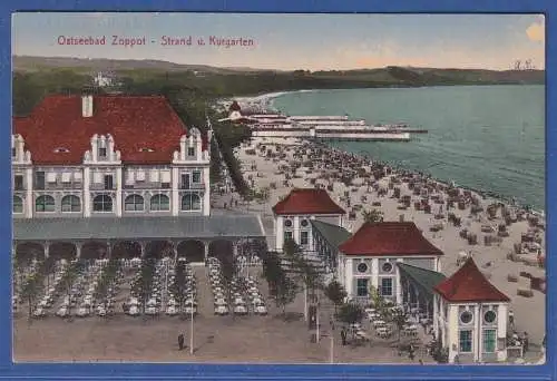 Danzig 1916 AK Zoppot Kurgarten O ZOPPOT gelaufen als Feldpost nach Celle