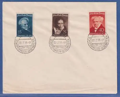 Danzig 1938 Schopenhauer Mi.-Nr. 281-283 mit So.-O DANZIG auf FDC