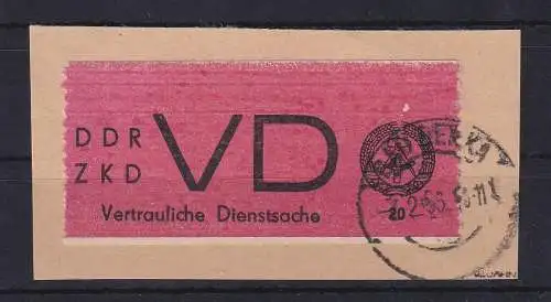 DDR 1965 Dienstmarke VD Mi.-Nr. 1A O BAD BERKA auf Briefstück