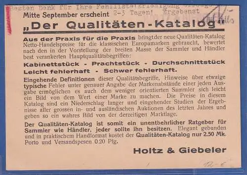 Danzig 1928 Wappen 10 Pfg Mi.-Nr. 202 auf Drucksache O DANZIG nach Wolkenstein