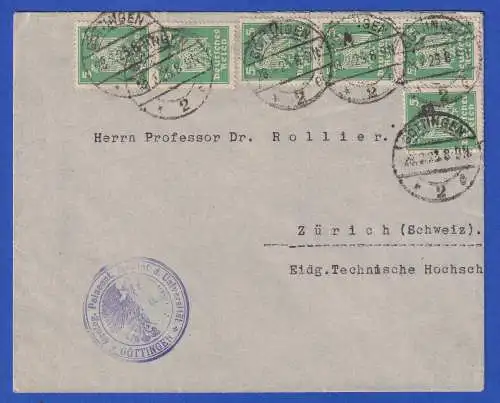 Dt. Reich 1925 Mi-Nr. 356 als MEF O GÖTTINGEN auf Auslandsbrief nach Zürich