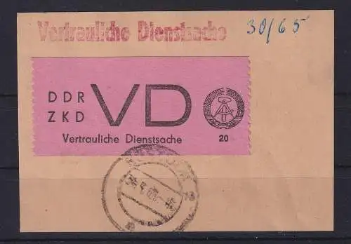 DDR 1965 Dienstmarke VD Mi.-Nr. 2A O ROSTOCK auf Briefstück