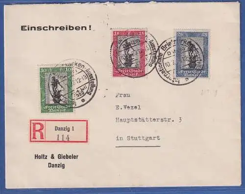 Danzig 1929 Philat. Ausstellung Mi.-Nr. 217-219 Satz mit So.-O DANZIG a. R-Brief