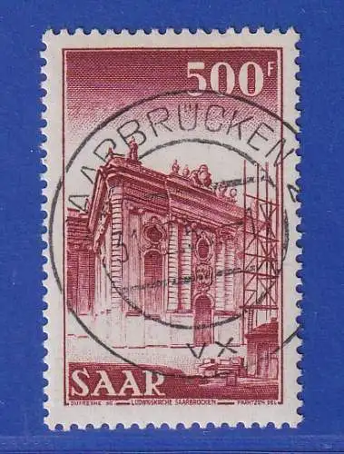 Saarland 1952 Ludwigskirche Mi-Nr. 337 O SAARBRÜCKEN gpr. GEIGLE BPP