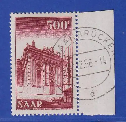 Saarland 1952 Ludwigskirche Mi-Nr. 337 Seitenrand O SAARBRÜCKEN gpr. GEIGLE BPP