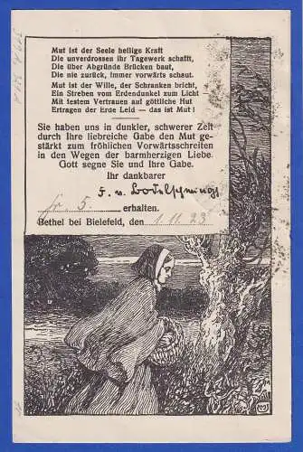 Dt. Reich 1923 Mi.-Nr. 319A, 321A in MiF O BETHEL auf Postkarte nach Zürich