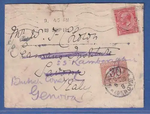 Italien 1918 Brief mit O SAVONA nach Genova (Genua)