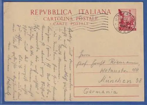 Italien 1953 GA Postkarte Mi.-Nr. P 156 O BOLZANO gelaufen nach München