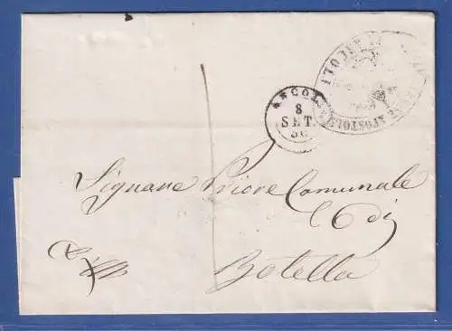 Italien 1859 Brief mit Marke Kirchenstaat Mi.-Nr. 2 O ASCOLI 