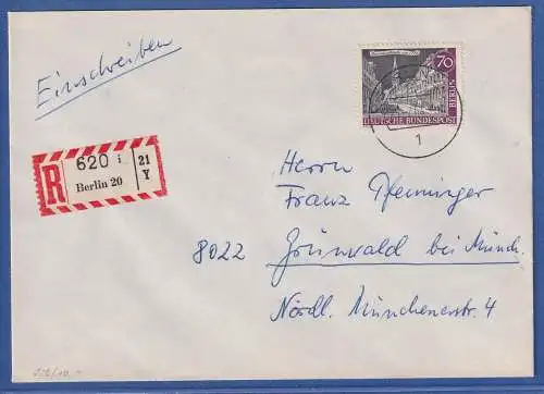 Berlin 1964 Alt-Berlin Mi.-Nr. 226 als EF auf R-Brief O BERLIN nach Grünwald