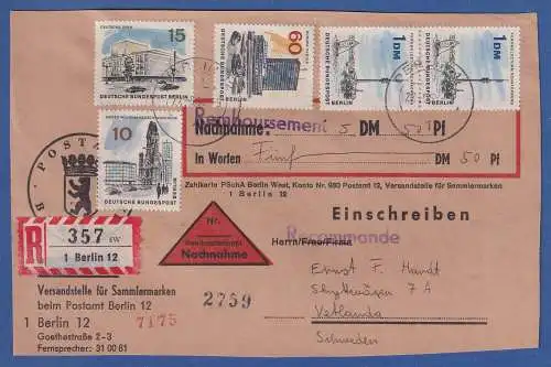 Berlin 1965 Mi-Nr. 254,255,260,264 a. Nachnahme-R-Brief O BERLIN n. Vetlanda (S)