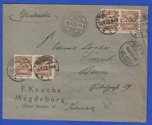 Dt. Reich 1923 Mi.-Nr. 323APa 4mal auf Auslandsdrucksache nach Tegna CH