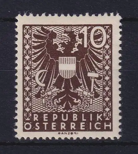 Österreich 1945 Wappen 10 Pfg. Mi.-Nr. 702 mit PF II postfrisch **