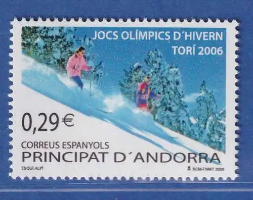 Andorra span. 2006 Mi.-Nr. 329 Olympische Winterspiele,Turin, Skifahrer ** / MNH