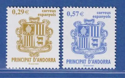 Andorra span. 2006 Mi.-Nr. 330-31 Freimarken: Landeswappen ** / MNH