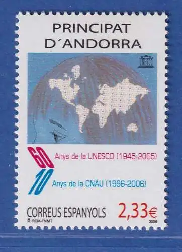 Andorra span. 2006 Mi.-Nr. 336 60 Jahre UNESCO, Kind, Weltkarte  ** / MNH