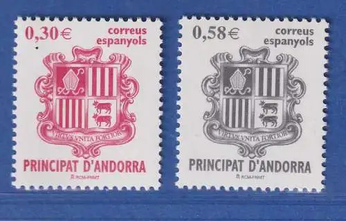 Andorra span. 2007 Mi.-Nr. 338-39 Freimarken: Landeswappen ** / MNH