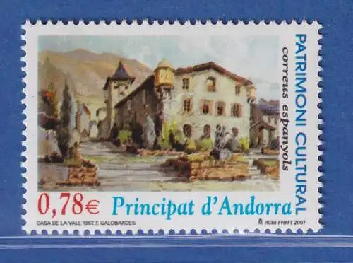 Andorra span. 2007 Mi.-Nr. 344 Casa de la Vall, von F. Galobardes ** / MNH