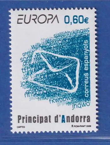 Andorra span. 2008 Mi.-Nr. 350 Europa: Der Brief, Briefumschlag ** / MNH