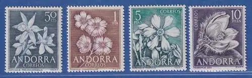 Andorra span. 1966 Mi.-Nr. 67-70 Freimarken Blumen Satz kpl. ** / MNH