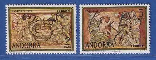 Andorra span. 1974 Mi.-Nr. 93-94 Weihnachten ** / MNH