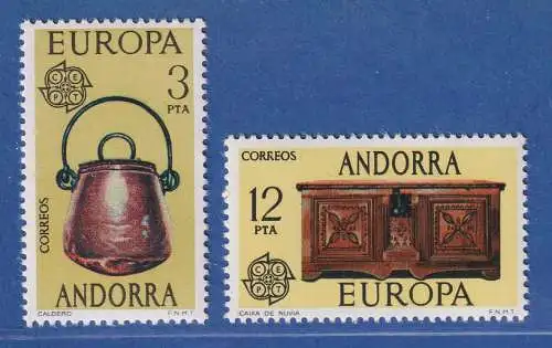 Andorra span. 1976 Mi.-Nr. 101-102 Europa Kunsthandwerk ** / MNH