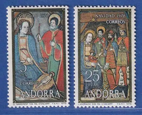 Andorra span. 1978 Mi.-Nr. 118-19 Weihnachten ** / MNH