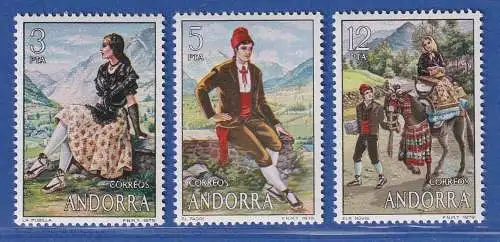 Andorra span. 1979 Mi.-Nr. 120-22 Trachten ** / MNH