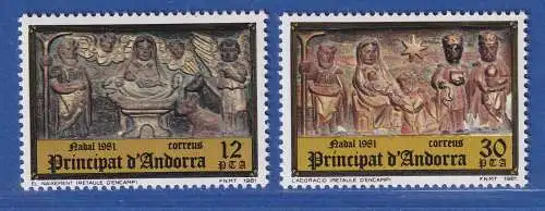 Andorra span. 1981 Mi.-Nr. 142-43 Weihnachten ** / MNH