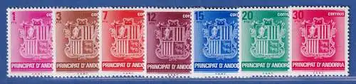 Andorra span. 1982 Mi.-Nr. 146-52 Freimarken: Wappen von Andorra ** / MNH