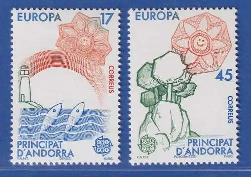 Andorra span. 1986 Mi.-Nr. 188-89 Europa Natur- und Umweltschutz ** / MNH