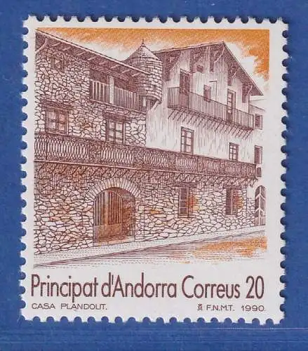 Andorra span. 1990 Mi.-Nr. 217 Museumshaus Plandolit, Ordino ** / MNH