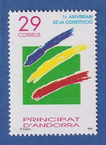 Andorra span. 1994 Mi.-Nr. 236 1. Jahrestag des Verfassungsreferendums **/ MNH