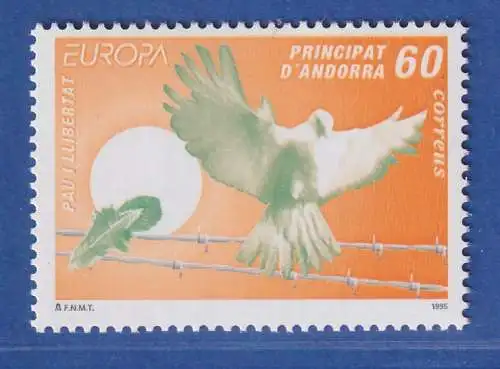 Andorra span. 1995 Mi.-Nr. 243 Europa: Friedenstaube, Stacheldraht ** / MNH