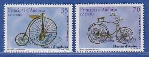 Andorra span. 1998 Mi.-Nr. 257-58 Historische Fahrräder ** / MNH