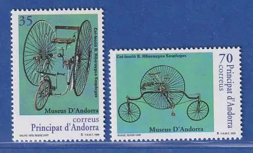 Andorra span. 1999 Mi.-Nr. 263-64 Historische Fahrräder ** / MNH