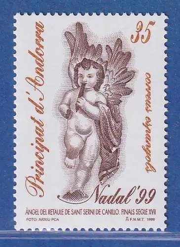 Andorra span. 1999 Mi.-Nr. 269 Weihnachten, musizierender Engel ** / MNH