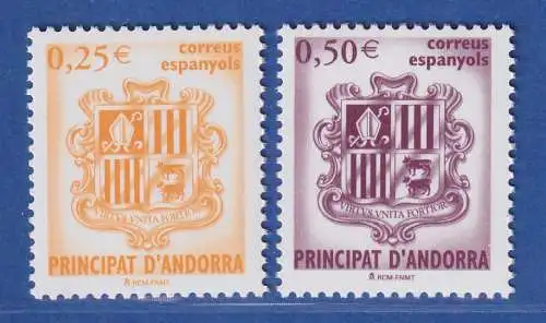 Andorra span. 2002 Mi.-Nr. 285-86 Freimarken: Wappen von Andorra ** / MNH