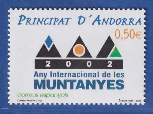 Andorra span. 2002 Mi.-Nr. 289 Internationales Jahr der Berge ** / MNH