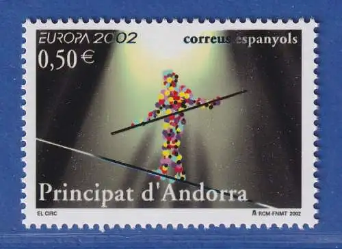 Andorra span. 2002 Mi.-Nr. 290 Europa: Zirkus, Seiltänzer ** / MNH