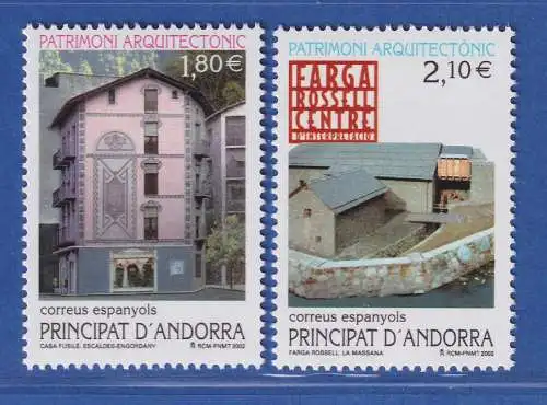 Andorra span. 2002 Mi.-Nr. 291-92 Casa Fusilè, Fanga Rossell ** / MNH