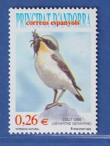 Andorra span. 2003 Mi.-Nr. 302 Vögel, Steinschmätzer ** / MNH