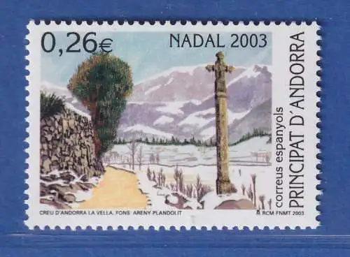 Andorra span. 2003 Mi.-Nr. 306 Weihnachten, Kreuz von Andorra la Vella ** / MNH