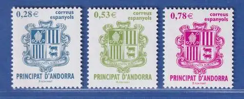 Andorra span. 2005 Mi.-Nr. 319-21 Freimarken: Landeswappen ** / MNH