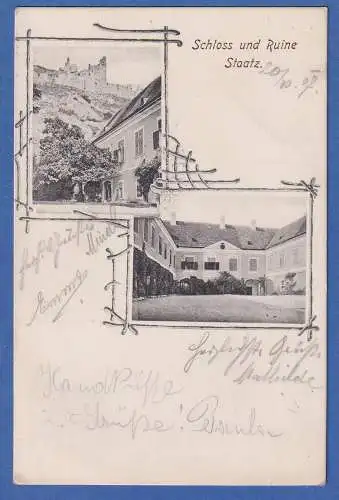 Alte AK Österreich Schloss und Ruine Staatz gel.1907